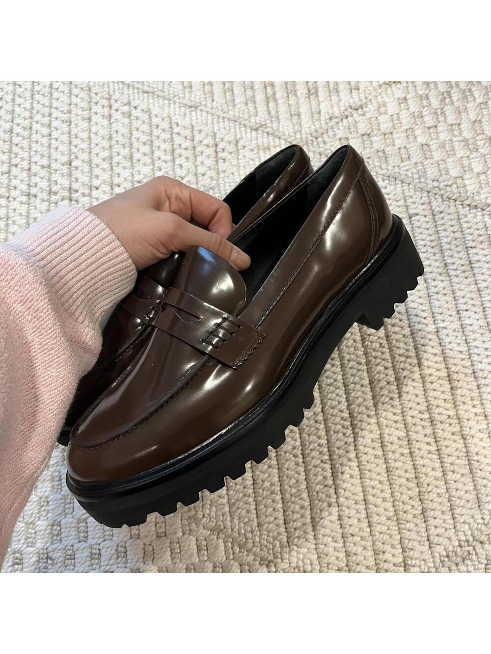 Reformation Agathea Chunky Loafers in Espresso Leather - Picture 6 of 8